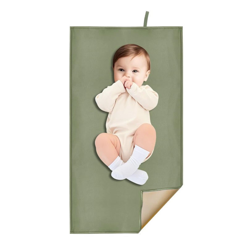 BEWDIO Sage Green Diaper Changing Pad for Baby, Portable Baby Changing Mat for Travel or Home, Foldable Mat Fits Perfectly in Diaper Bag (67-03) - Image 1